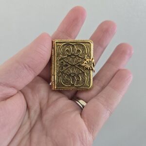 Avon Memory Book Glace Gold Plate Empty Perfume 1970s VTG Home Decor